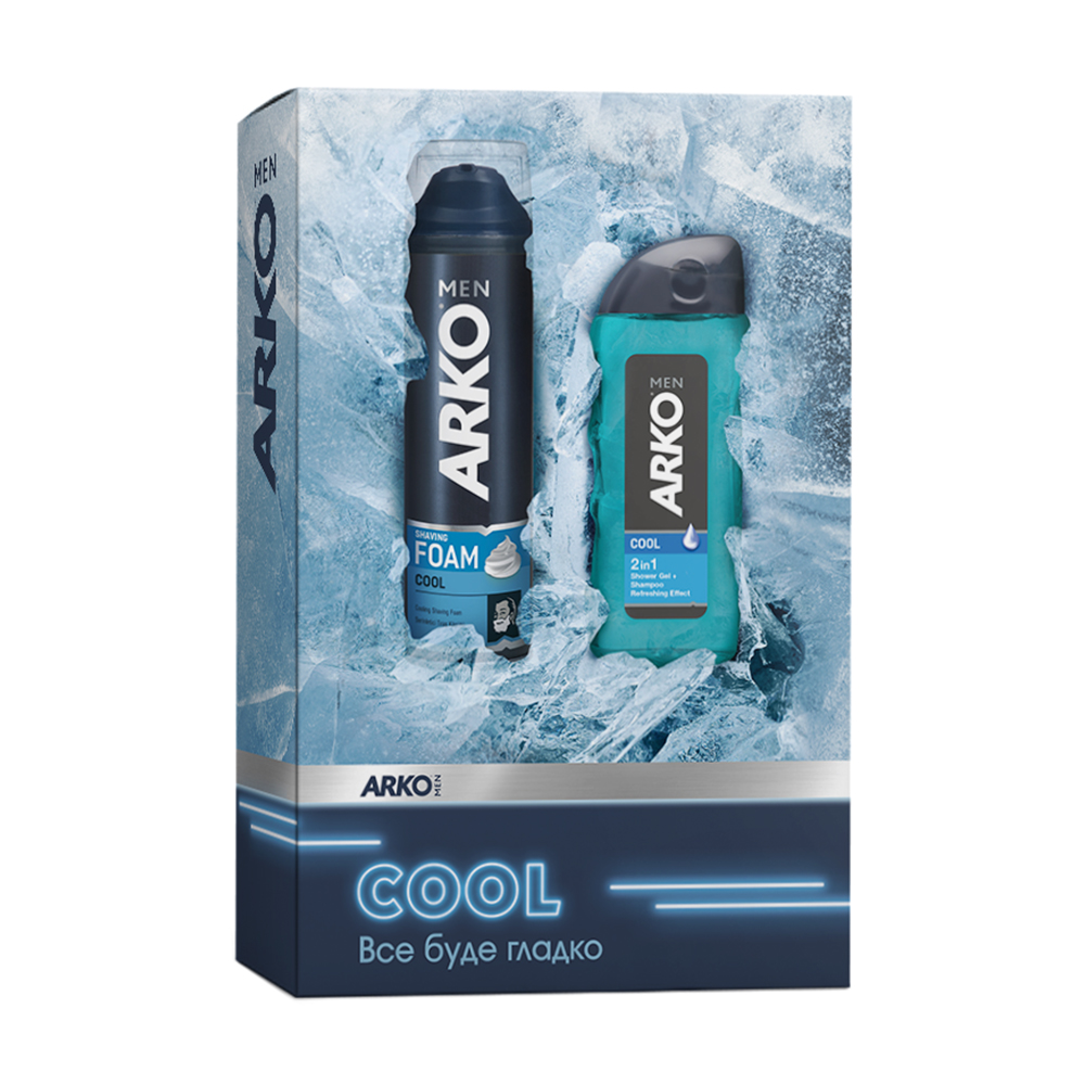 Подарунковий набір чоловічий ARKO Men Cool (піна для гоління, 200 мл + гель для душу 2 в 1, 260 мл)