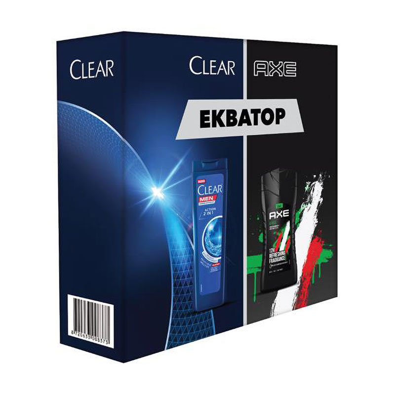 Подарунковий набір чоловічий Clear &amp; Axe Екватор (шампунь, 225 мл+ гель для душу, 250 мл)